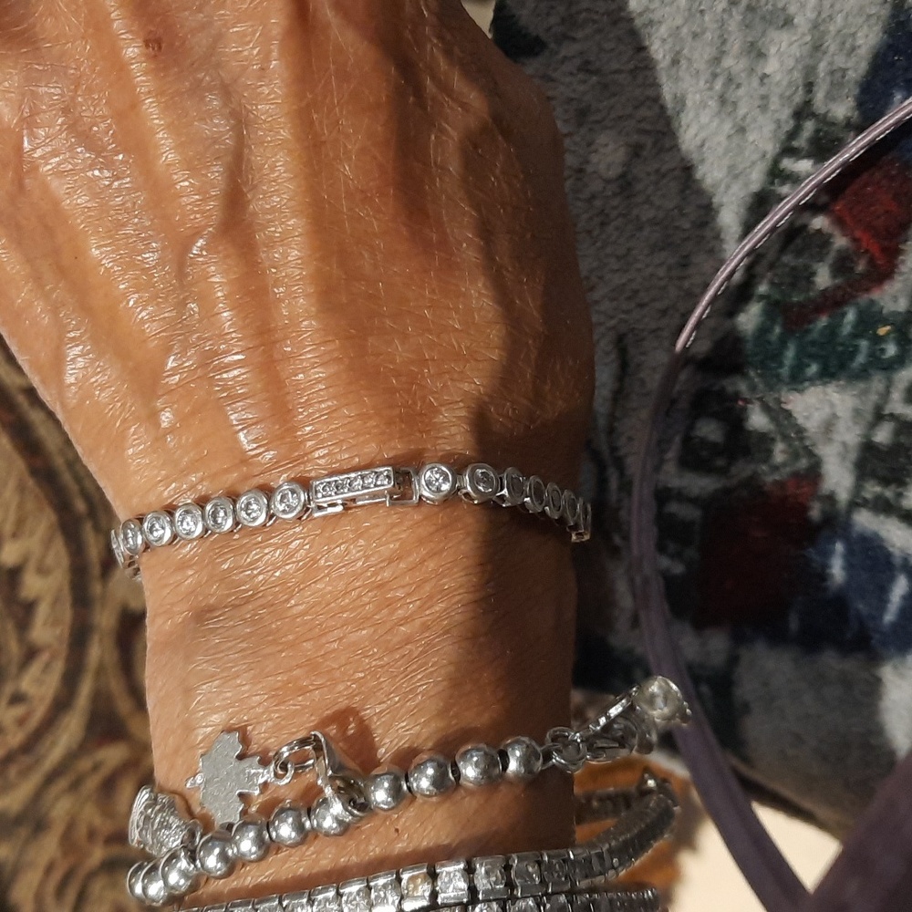 AUTHENTIC CRISLU BEZEL SET TENNIS BRACELET 7" GENUINE STERLING SILVER CZ GIFT🎁